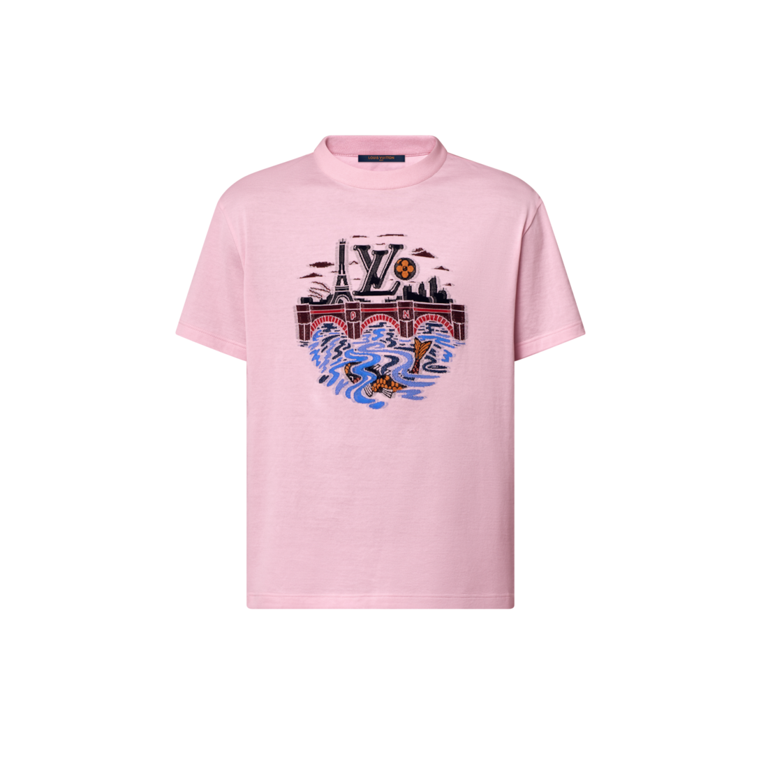 LOUIS VUITTON Tシャツ すぐ届く＊国内発送【Louis Vuitton】エンボスLV刺繍 Tシャツ